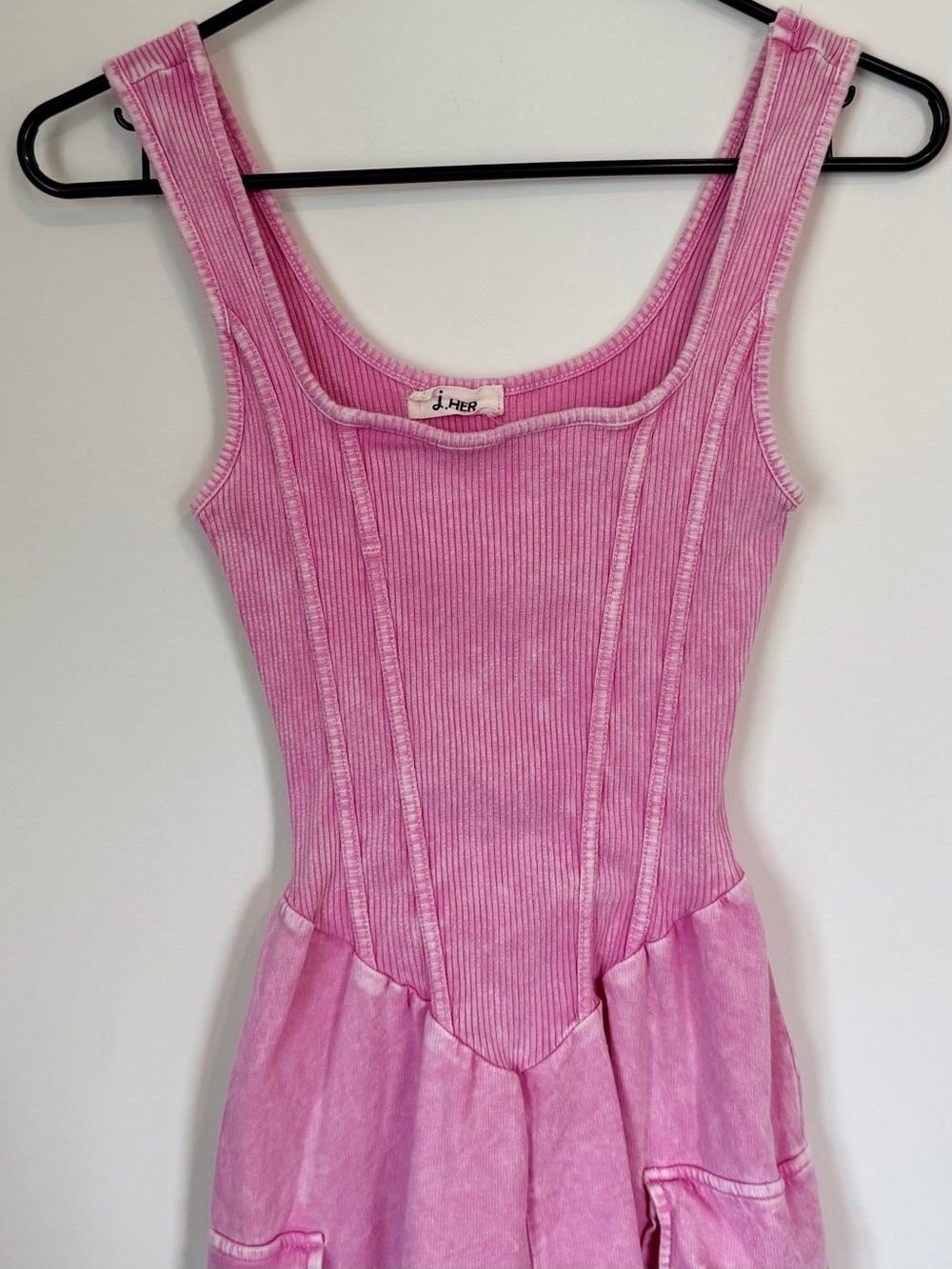 J.Her Pink Sleeveless Corded Romper - Size: Medium - Picture 4 of 4